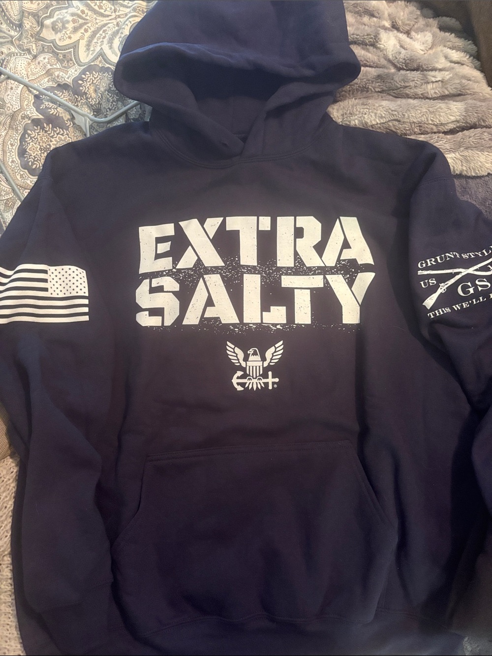 NWOT - Grunt Style “Extra Salty” Mens Naval Hoodie -